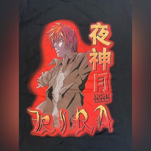 Death Note Light Yagami Graphic T-shirt Men XL Black Anime Short Sleeve - Picture 2 of 5